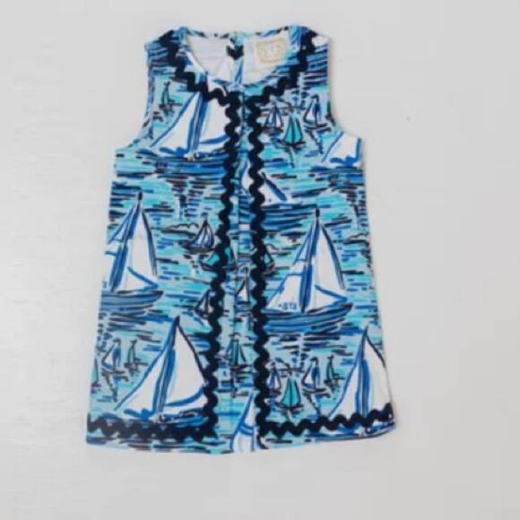 Sail to Sable NEW Girls Sail Boat Print Sleeveless Dress $78 NWT sz 6 - Picture 2 of 12